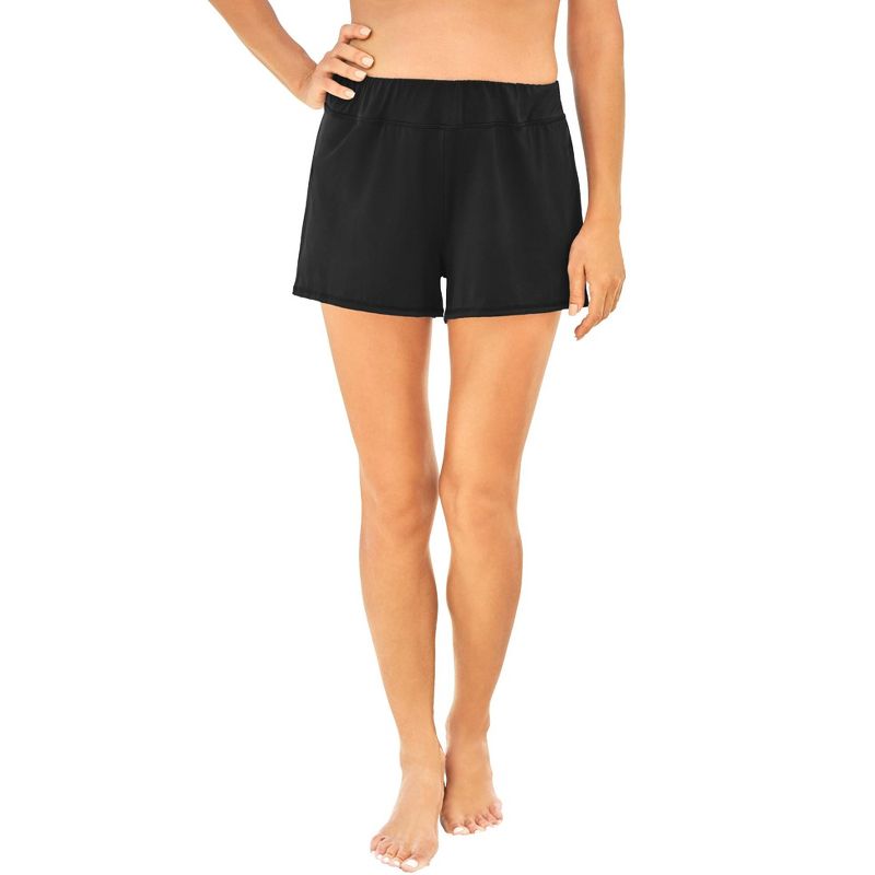 Swim 365 Women's Plus Size Wide-Band Swim Short with Built-In Brief, 1 of 2