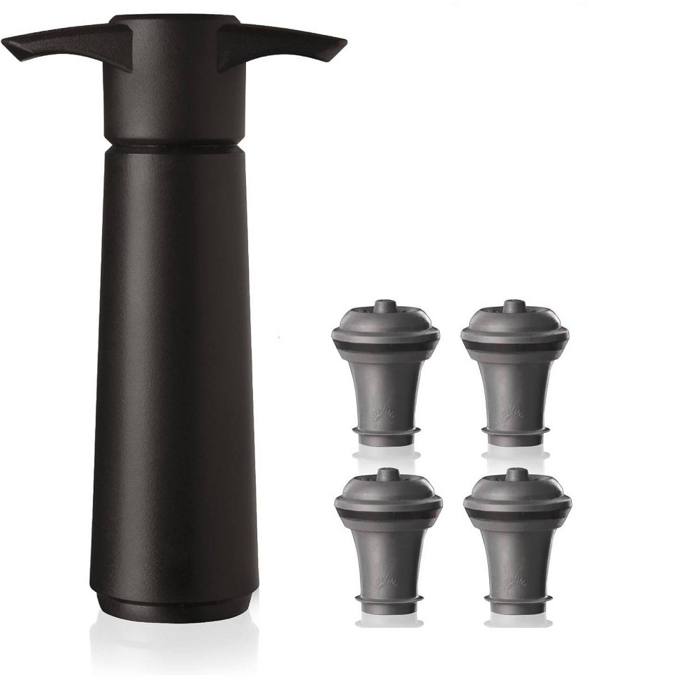 Vacu Vin Wine Saver with Stoppers Black