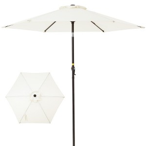 7.5FT Patio Umbrella Outdoor Table Market Umbrella with Push Button Tilt & Crank - Beige - 1 of 4