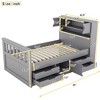 CAVINAS Twin Size Platform Bed Modern Wooden Bed Frame with Storage Headboard, Open Shelf and 4 Storage Drawers for Bedroom - 3 of 4
