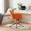 Artificial Rabbit Fur Home Office Chair, Adjustable Swivel Desk Chair with Gold Metal Base and Wheels – The Pop Home - 3 of 4