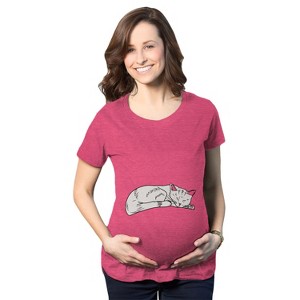Maternity Cat On Baby Bump T Shirt Funny Adorable Kitty Pregnancy Tee - Crazy Dog Maternity T Shirt - 1 of 4