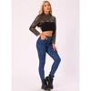 INSPIRE CHIC Women's Faux Leather Cropped Stand Collar Zipper Front Moto Biker Long Sleeve Jacket - 2 of 4
