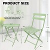 Jojoka 3-Piece Patio Bistro Set with Round Table & 2 Folding Chairs, Powder-Coated Iron Frame, Space-Saving and Portable, Green - 4 of 4