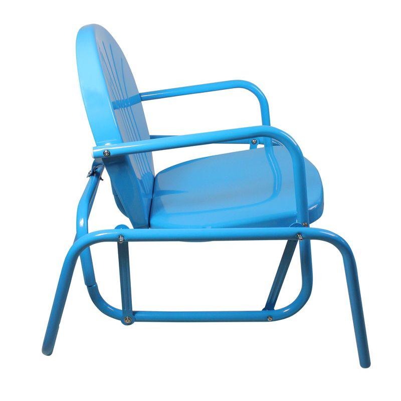 Northlight Outdoor Retro Metal Tulip Glider Patio Chair, Sky Blue, 4 of 5
