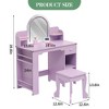 COZONY Kids Vanity Table Set with Mirror & Stool, Makeup Desk with Bookshelf, Drawer & Open Shelves - 2 of 4