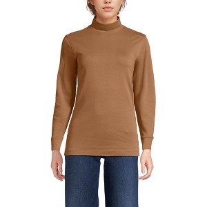 Lands' End Women's Relaxed Cotton Long Sleeve Mock Turtleneck - 1 of 3