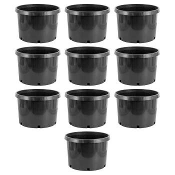 Pro Cal HGPK10PHD Round Circle 10 Gallon Wide-Base Durable Injection Molded Plastic Garden Plant Nursery Pot for Indoor or Outdoor (Set of 10)