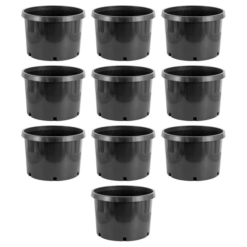 Pro Cal HGPK10PHD Round Circle 10 Gallon Wide-Base Durable Injection Molded Plastic Garden Plant Nursery Pot for Indoor or Outdoor (Set of 10), 1 of 7