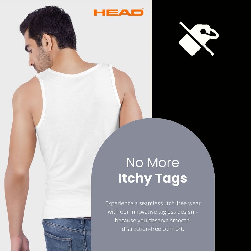HEAD 3pk Mens Tank Top Breathable Tagless Comfortable Cotton Mens Modern Fit T Shirt, 3 of 9