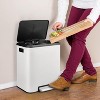 Dual Compartment Stainless Steel Trash Can, 2x4 Gal Capacity with Foot Pedal and Inner Buckets, Rectangular Recycling Bin for Kitchen Waste Sorting - 4 of 4