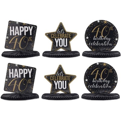 Sparkle and Bash 6 Pcs 40th Birthday Party Supplies Honeycomb Centerpieces Table Decorations, 12 x 11 inches