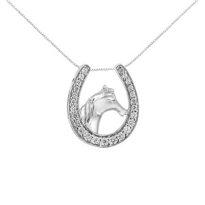 Haus of Brilliance Silver 1/4 cttw Diamond U Shape Pendant Necklace - 1 of 4