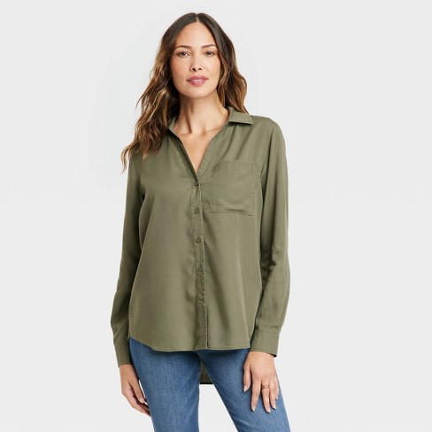 Women's Long Button-down Shirt - Rose™ : Target