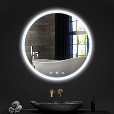 UNISOAR Round LED Bathroom Mirror with Lights