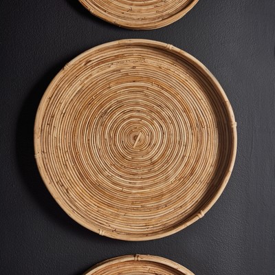 Natural Cane Rattan Round Decorative Tray Set