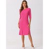 INSPIRE CHIC Women's Elegant Office 3/4 Sleeve Belted Slit Fishtail Sheath Dresses - 4 of 4