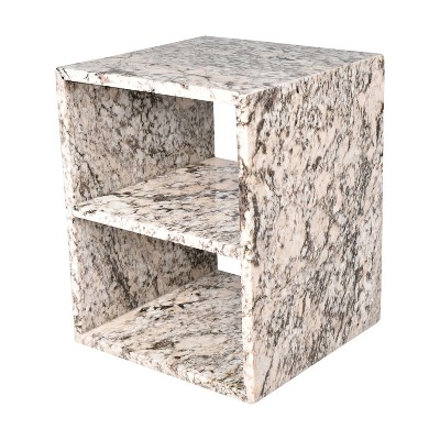 JONATHAN Y Sloane 20" Modern Natural Marble Handmade Rectangular 2-Shelf End Table