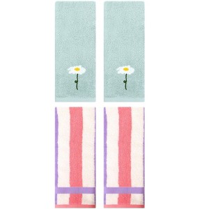 REGALWOVEN 4 Pcs Cotton Bathroom Soft Absorbent Cotton Hand Towels - 1 of 4