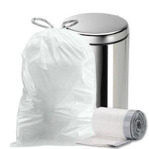 Plasticplace 18 Gallon White Trash Bags, 2.0 Mil, 25.625'' x 28'' (80 Count) - 1 of 4