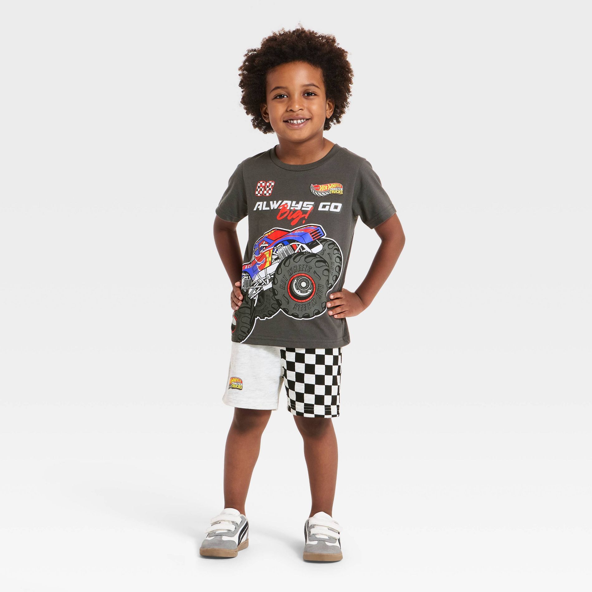 Toddler Boys' 2pc Hot Wheels Monster Truck T-Shirt & Shorts Set - Gray