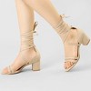 Allegra K Women's Faux Suede Open Toe Color Block Heel Lace Up Sandals - 2 of 4