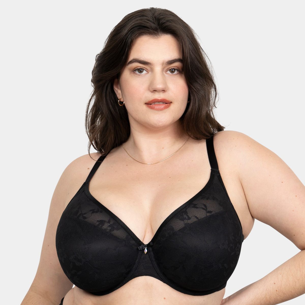 Curvy Couture No-Show Lace Plunge T-Shirt Bra