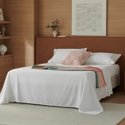 Double Stitch Cotton Tencel Sheet - Bed Sheets Set Queen Size, 4Pc Luxury Hotel Bedding Set, Soft, Cooling & Breathable for Hot Sleepers, Deep Pocket
