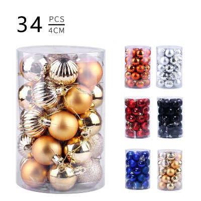 4CM Christmas Ball Ornament Set with 34 Pcs for Holiday Wedding Christmas Decor
