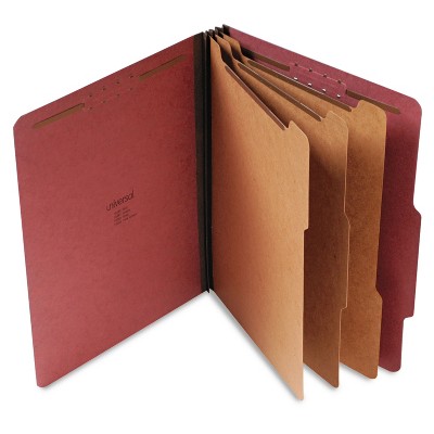 UNIVERSAL Pressboard Classification Folder Letter Eight-Section Red 10/Box 10290