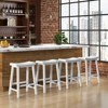 Tangkula 24" Bar Stools Set of 4 Saddle-Seat Counter Height Stools with Rubber Wood Frame & Footrests Backless Wooden Barstools White - 2 of 4