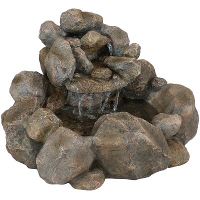 Sunnydaze 18"H Electric Resin Rocky Ravine Waterfall Outdoor Water Fountain