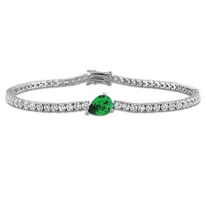 EVERLY JEWELRY | Sterling Silver 4.63 CT TGW Created Emerald and Created White Sapphire Bracelet - 7.5 in - 1 of 4