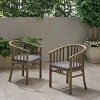 Set Of 2 Outdoor Acacia Wooden Dining Chairs With Cushions,Open Backrest Armrests Chair,Patio Accent Chair For Kitchen Garden-Coolbibila - 3 of 4