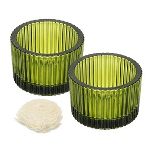 Unique Bargains Centerpiece Decor Round Ribbed Votive Glass Tea Light Holders - 1 of 4