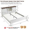 SinCiDo Farmhouse Bed Frame,w/Charging Station, Storage Bookcase Headboard,Sliding Barn Door,No Box Spring Needed, w/Wood Slats Support - 3 of 4