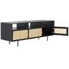 Karol 3 Door Cane Media Stand - MED1500 - Black/Natural - Safavieh - 3 of 4