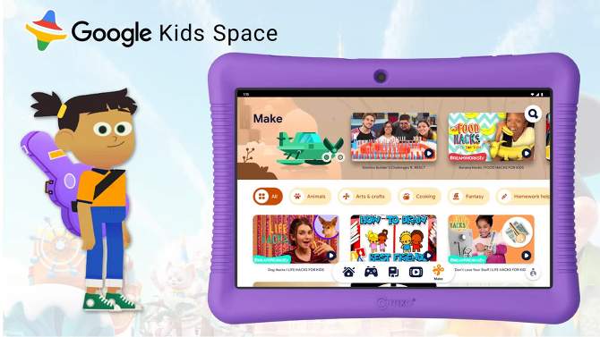 Contixo 10" Android Kids 64 GB Tablet (2023 Model), Includes 80+ Disney Storybooks & Stickers, Kid-Proof Case with Kickstand & Stylus, 2 of 14, play video