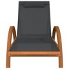 vidaXL Adjustable Sun Lounger with Pillow- UV-Resistant Textilene Fabric, Solid Poplar Wood Frame, Recline Positions, Elegant Armrests in Gray - 3 of 4
