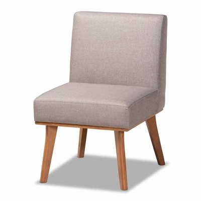 Photo 1 of Baxton Studio Odessa Mid-Century Modern Fabric Upholstered Wood Dining Chair Walnut/Brown: Polyester, Armless Design, Spot Clean