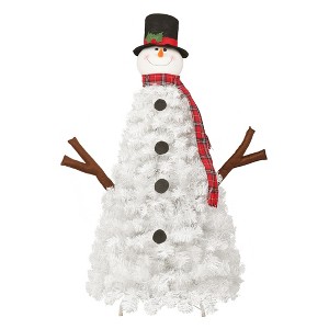 Gulches 48in Artificial Fir Tree in Stand 100 Lights 380 Tips Snowman Shape White PVC 4FT Indoor Outdoor Holiday Decoration - 1 of 4