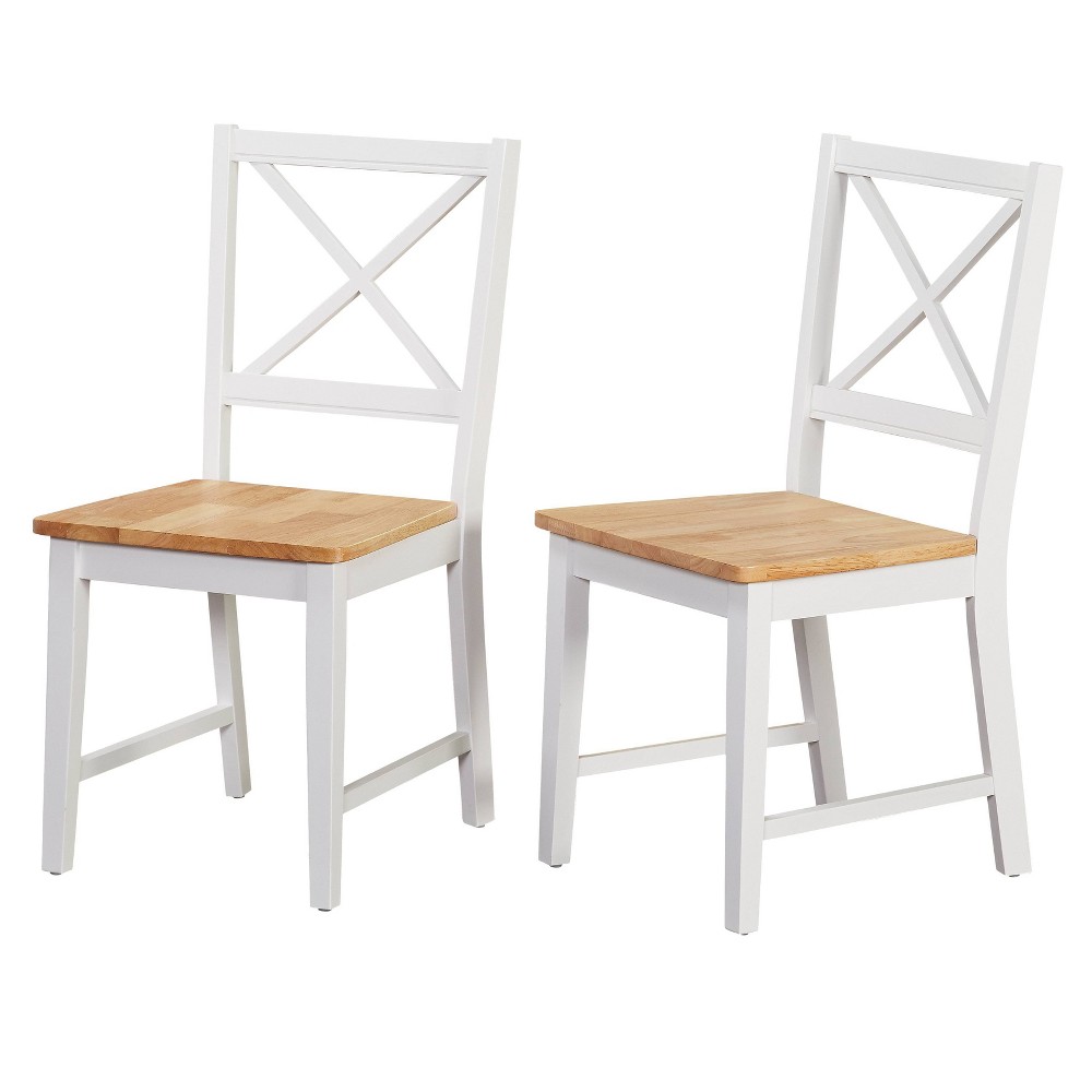 similar))Set of 2 Virginia Farmhouse Crossback Dining Chairs White/Natural - Buylateral: Rubberwood Frame, Spot Clean