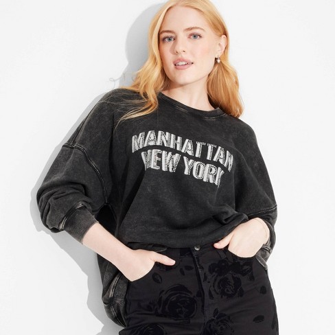 Women s Oversized Sweatshirt Wild Fable Black M Target