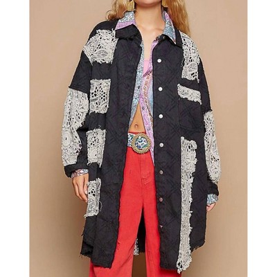 Women's Crochet Patch Shacket - POL