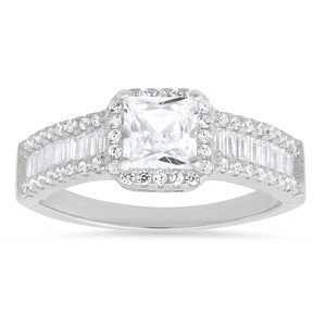 Sterling Silver Princess-cut CZ Eternity Band Ring - 1 of 2