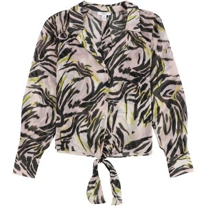 bar III Womens Tie-Front Button Down Blouse - 1 of 2