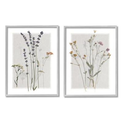 Stupell Industries Delicate Wildflower Sprigs 2 Piece Framed Giclee Art Set