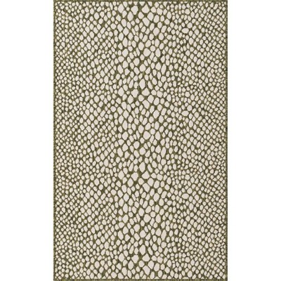 Green and Ivory Rectangular Outdoor Synthetic Area Rug