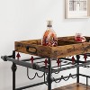 Coucheta 3-Tier Industrial Bar Cart with Wine Rack & Glass Holder, Rolling Serving Cart with Removable Tray, - 4 of 4