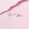 Girl's Petite CZ Butterfly Screw Back Sterling Silver Earrings - In Season Jewelry - 4 of 4